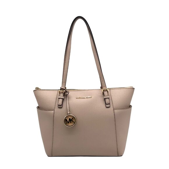 Michael Kors Soft Pink Leather Charlotte East West Top Zip Tote bag